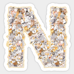 cat letter N(the cat forms the letter N) Sticker